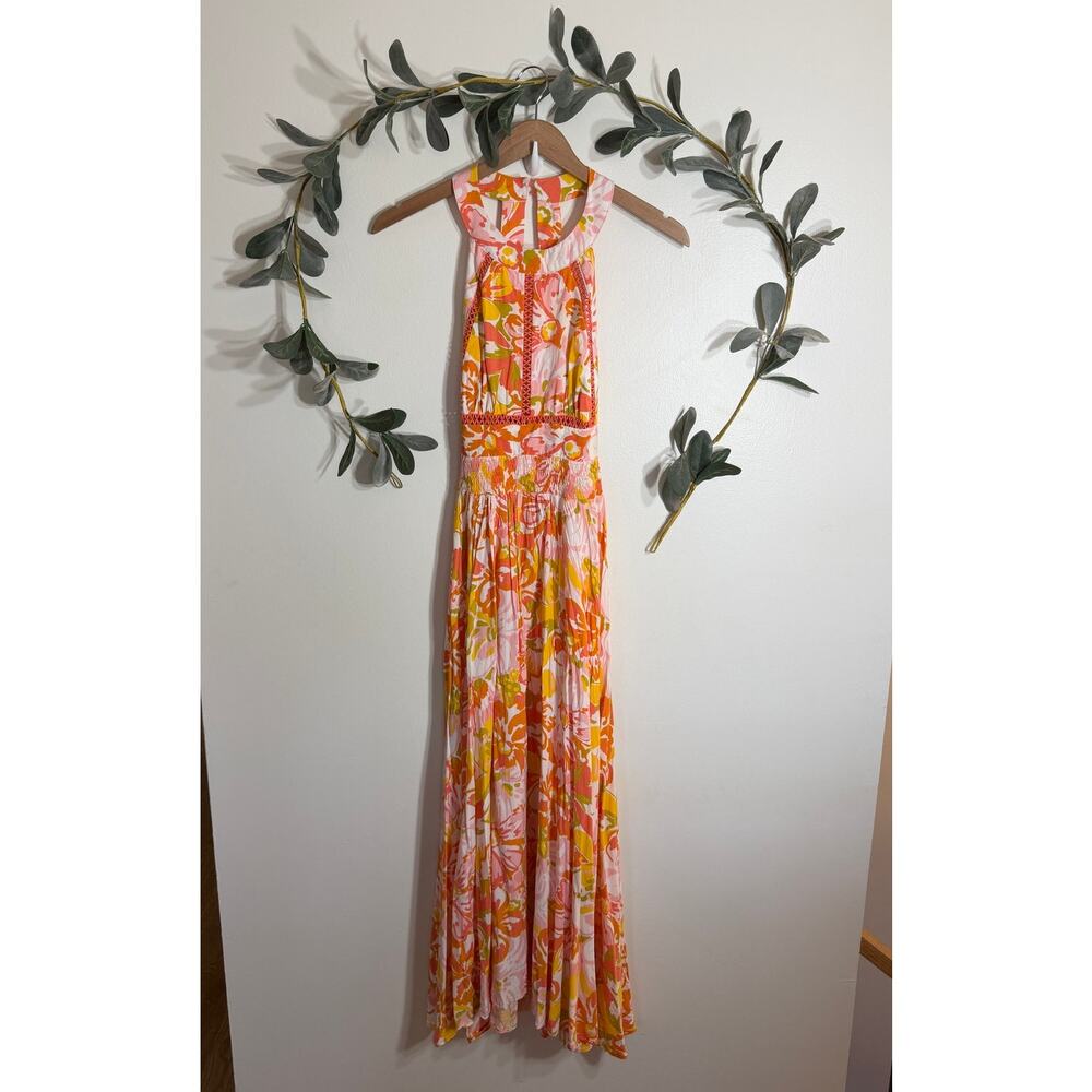 Abel the Label Orange and Pink Maxi Dress